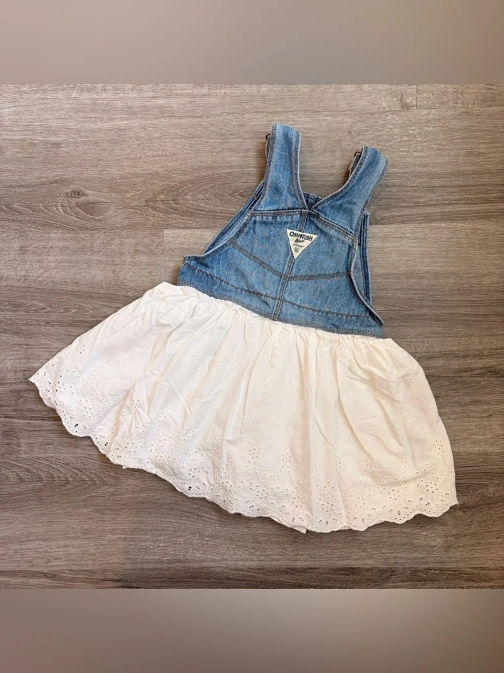 OshKosh B'gosh toddler girls denim eyelet overall dress